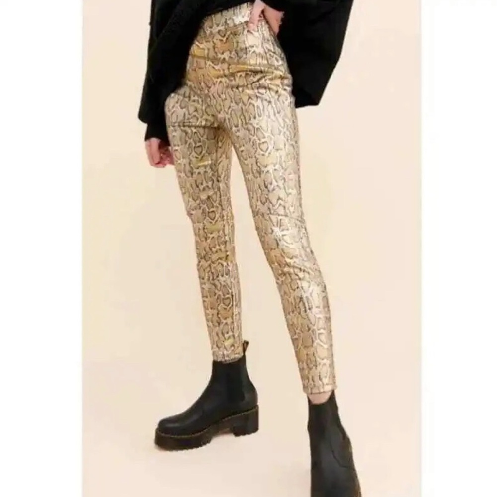 Free People Metallic Snake Print Pants size XS